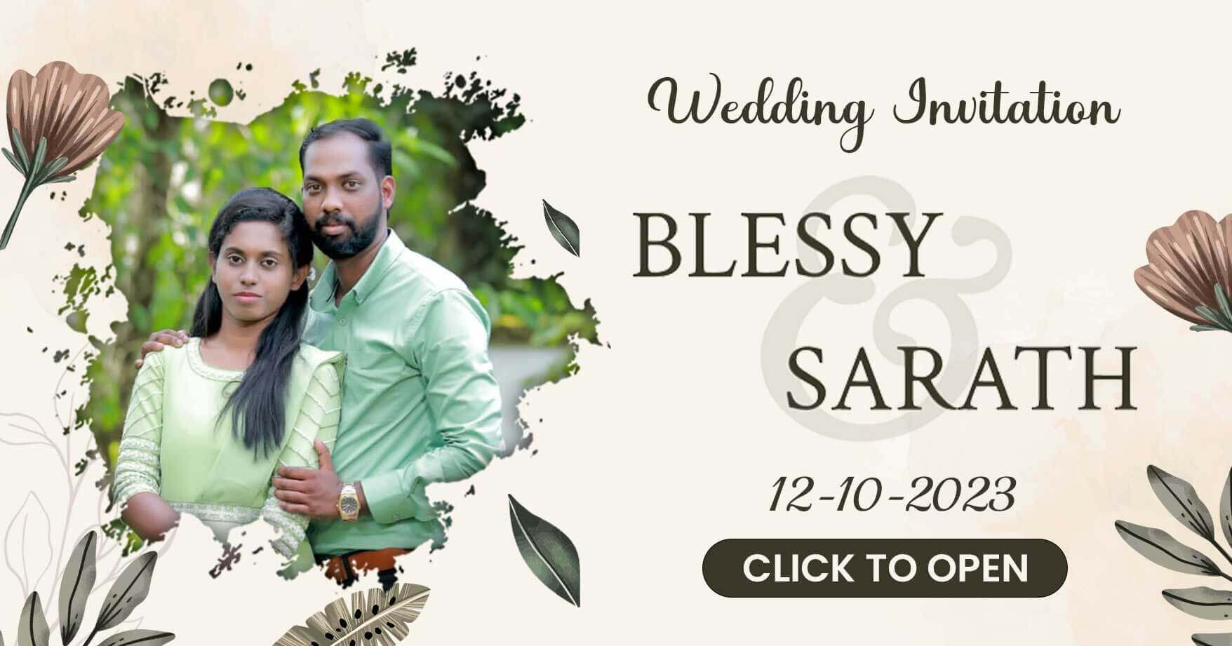 Blessy weds Sarath Wedding Invitation Feature image